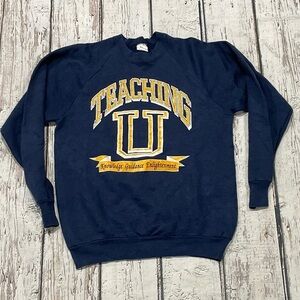 Vintage 1980 Teaching University Blue 80s Crewneck Pullover Sweatshirt